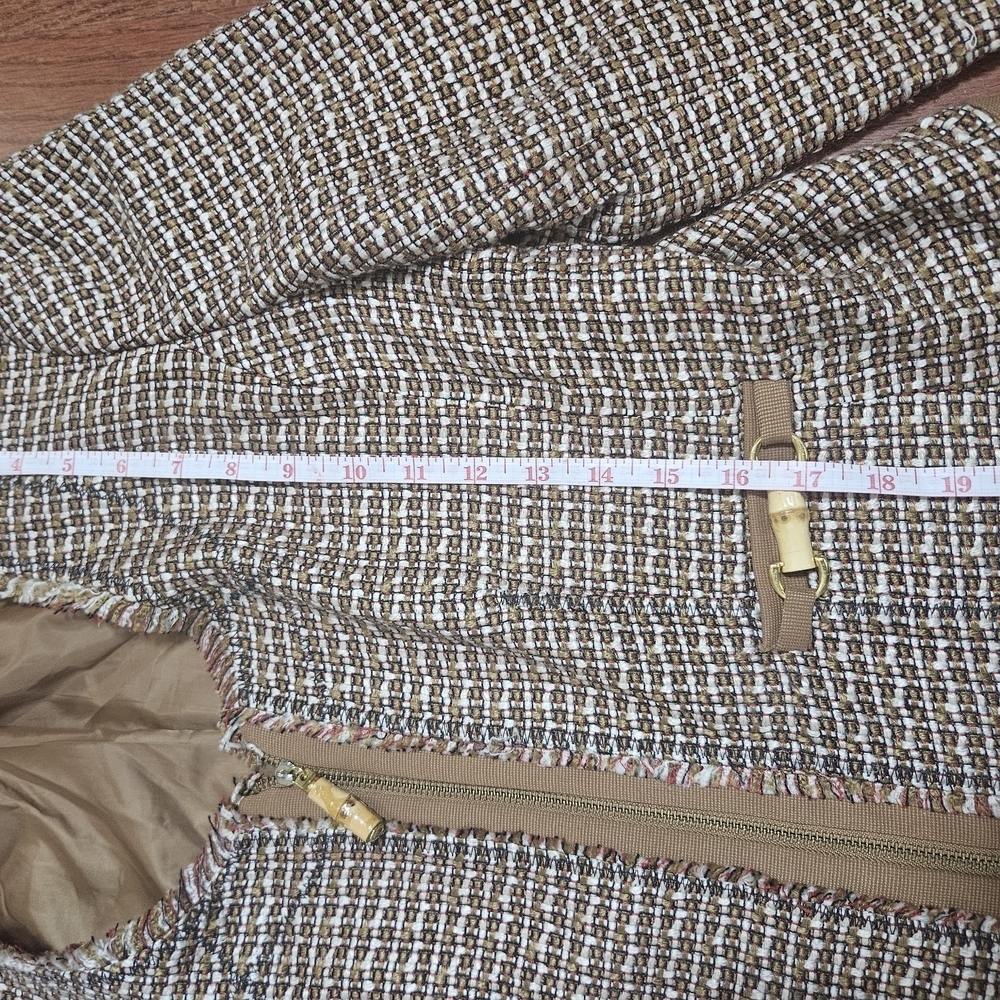 Ellen Tracy Brown and Gold Blazer with Geometric Texture - Picture 4 of 10